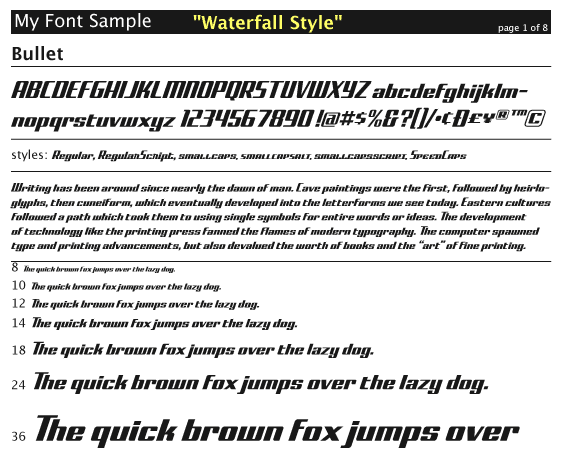 Waterfall Font Page